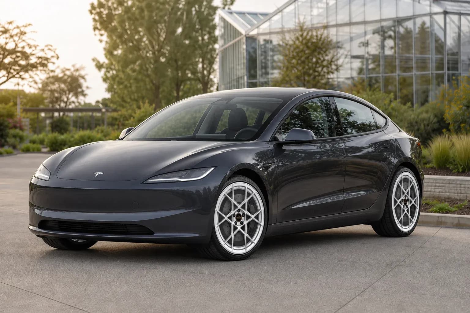2024 Tesla Model 3 with EW-P-MF-026 wheel, front right 45 view