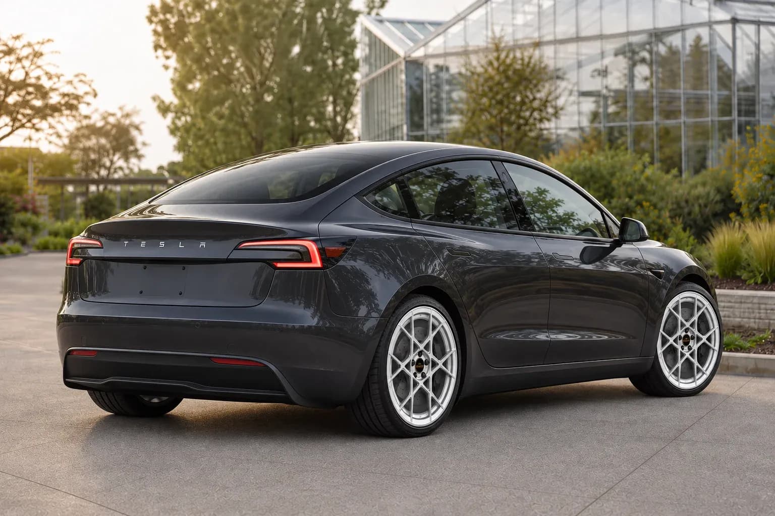 2024 Tesla Model 3 with EW-P-MF-026 wheel, rear right 45 view