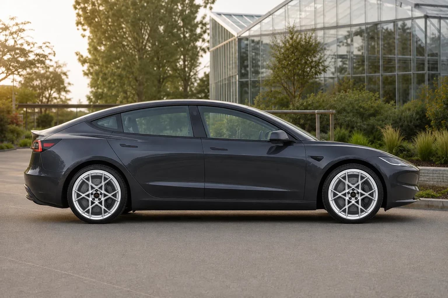 2024 Tesla Model 3 with EW-P-MF-026 wheel, side profile view