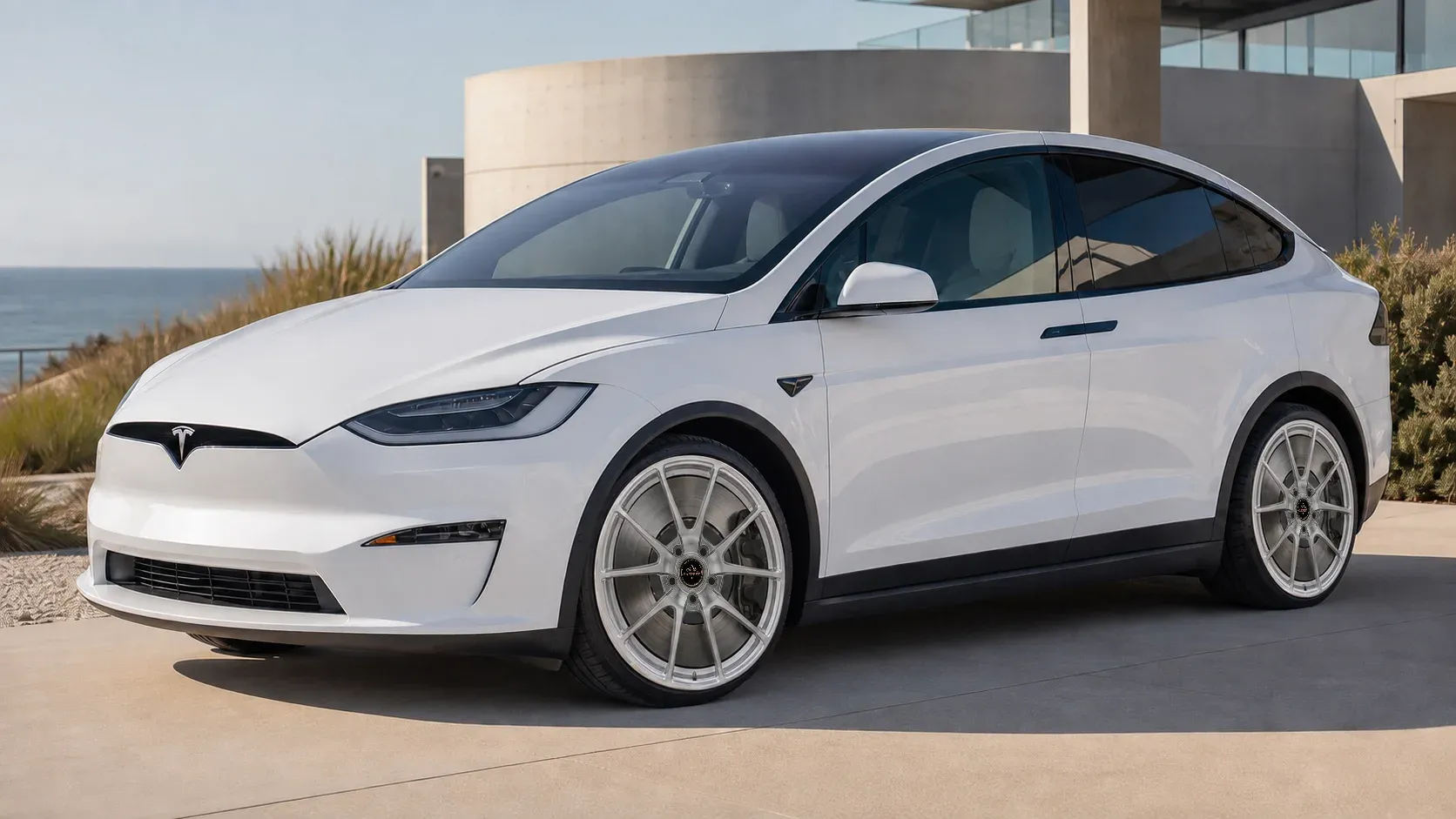 2021 Tesla Model X with EW-P-MF-036 wheel, front right 45 view