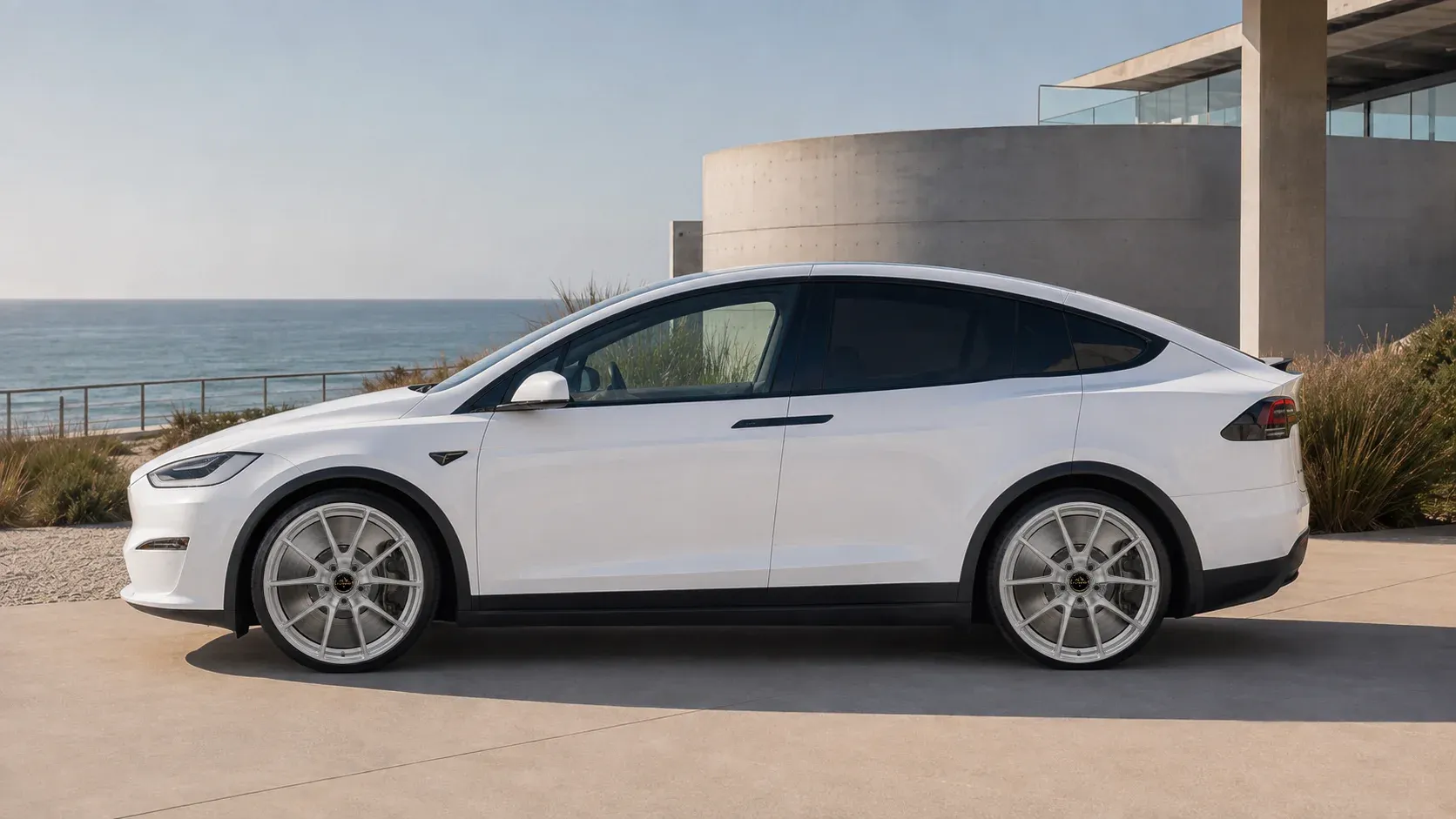 2021 Tesla Model X with EW-P-MF-036 wheel, side profile view