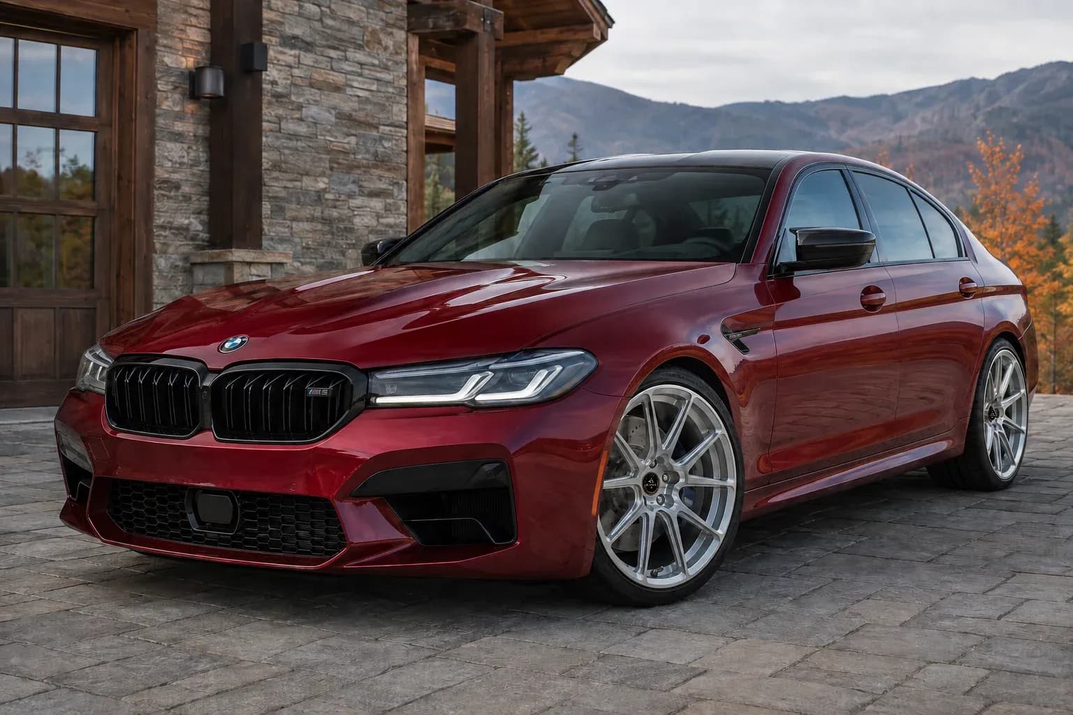 2021 BMW M5 with EW-P-MF-041 wheel, front right 45 view
