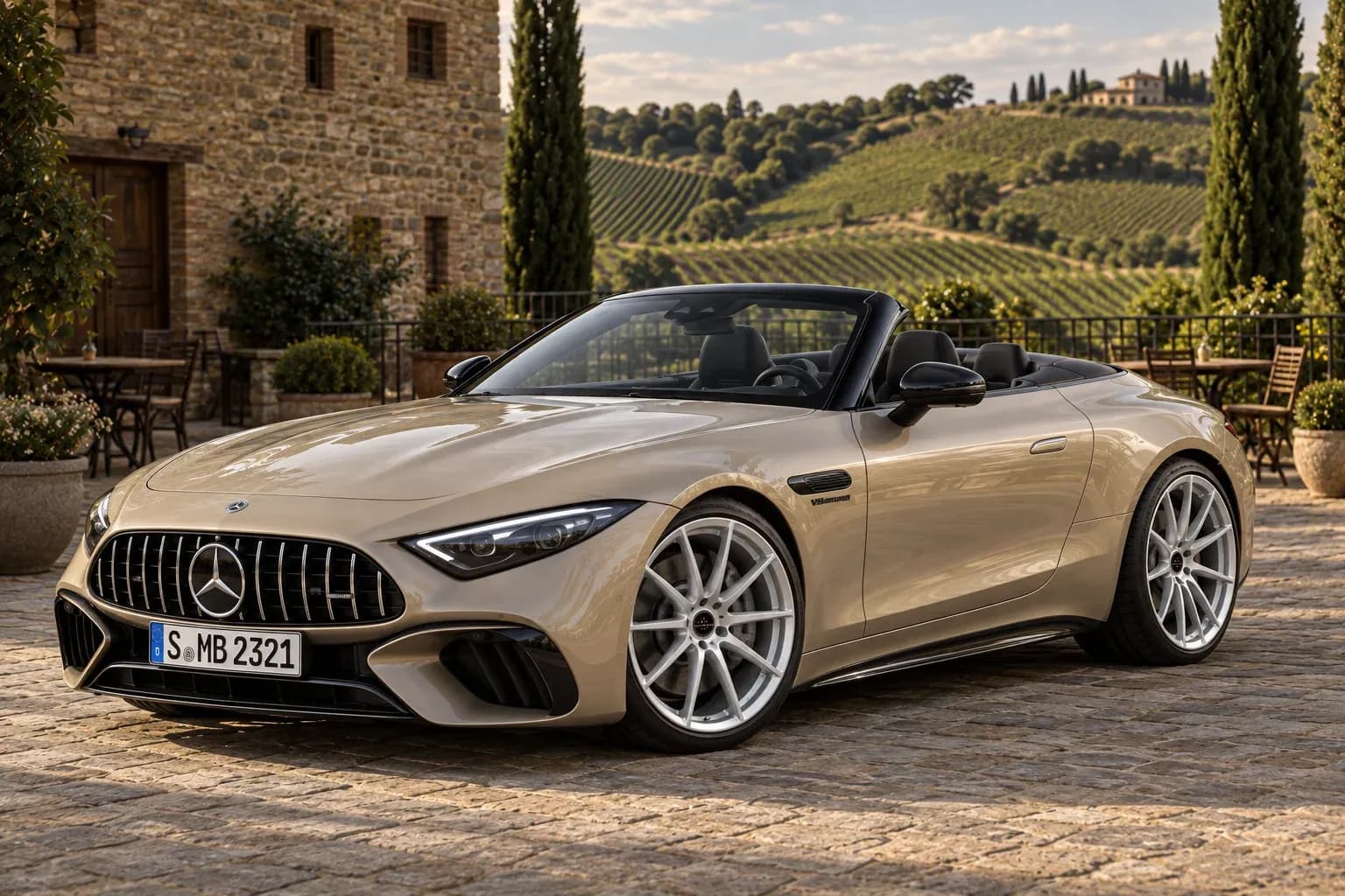 2022 Mercedes-Benz SL-Class AMG with EW-P-MF-046 wheel, front right 45 view
