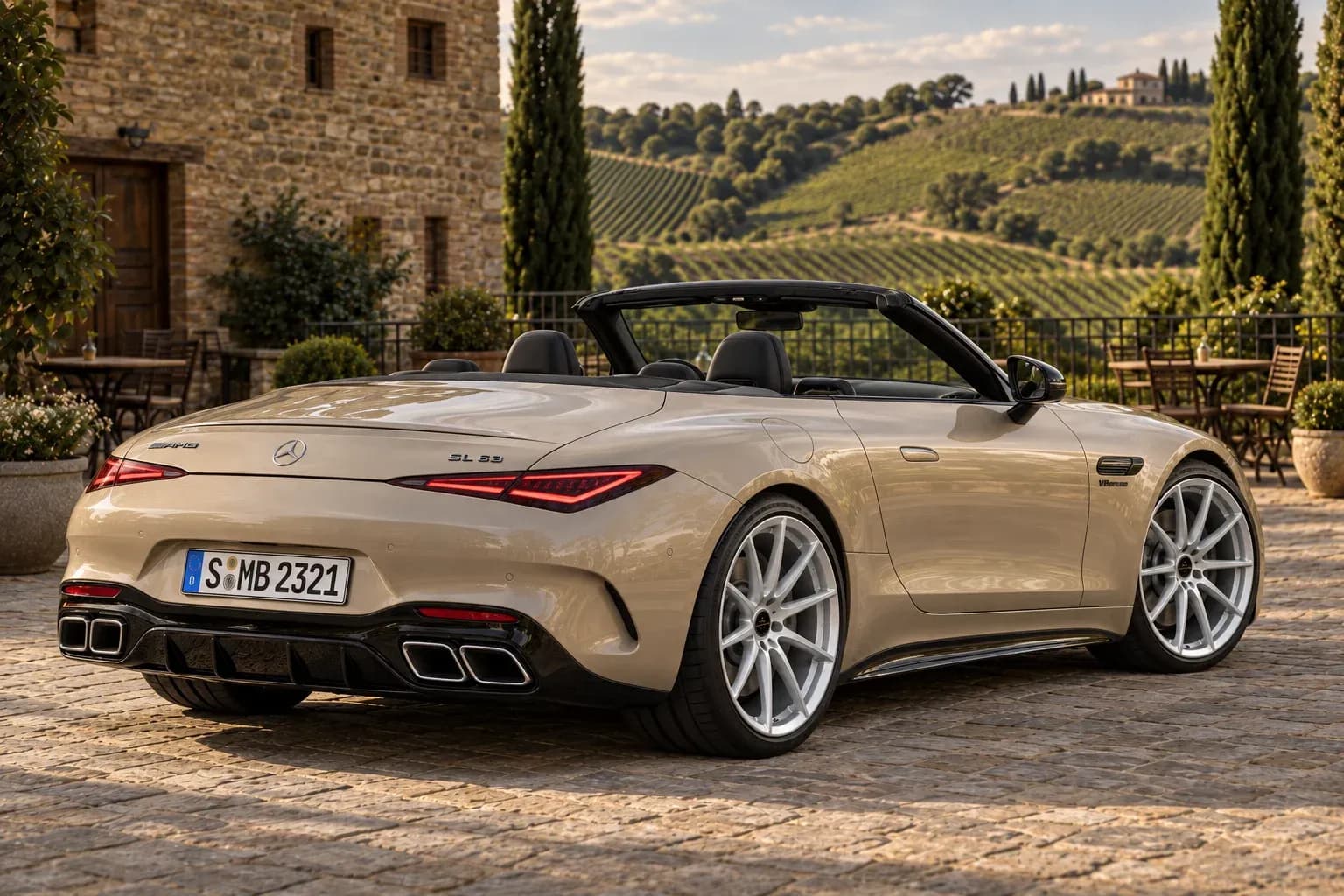 2022 Mercedes-Benz SL-Class AMG with EW-P-MF-046 wheel, rear right 45 view