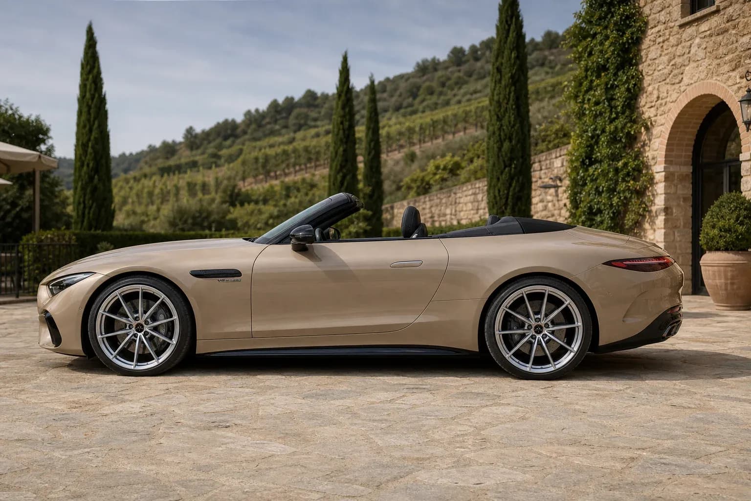 2022 Mercedes-Benz SL-Class AMG with EW-P-MF-046 wheel, side profile view