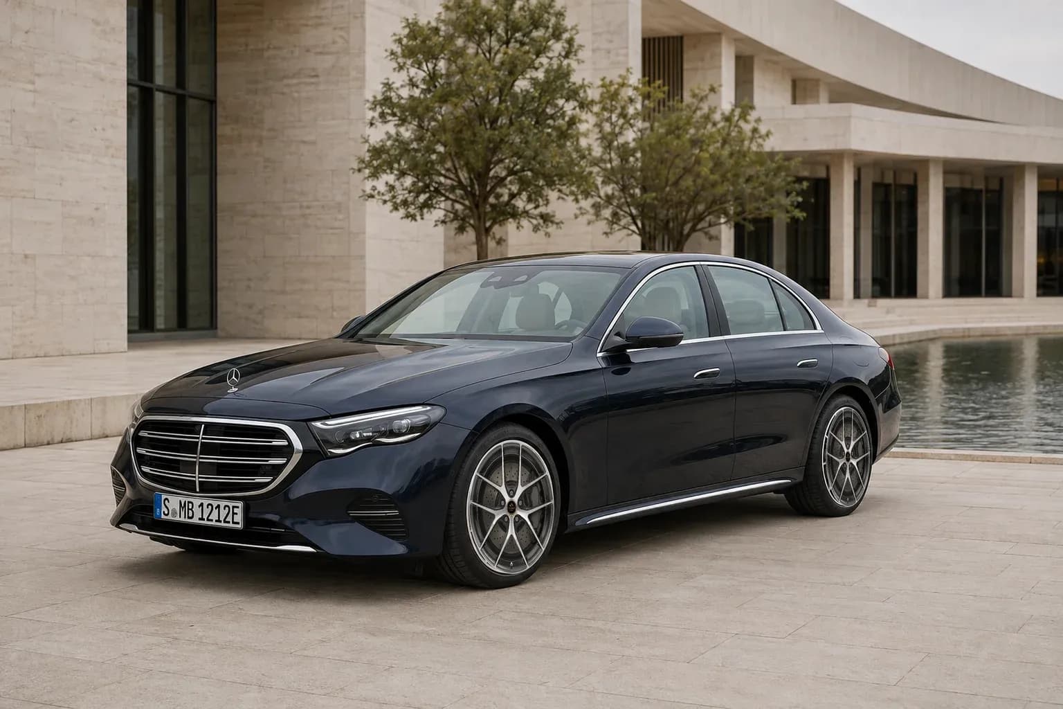 2024 Mercedes-Benz E-Class with EW-P-MF-050 wheel, front right 45 view