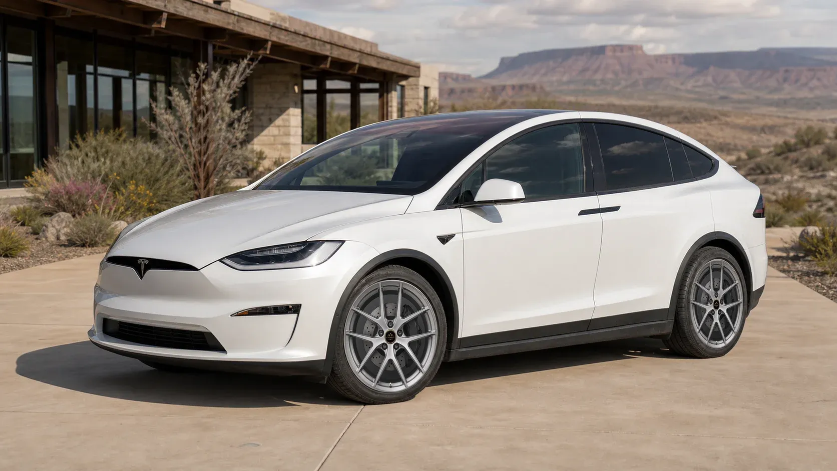 2021 Tesla Model X with EW-P-MF-052 wheel, front right 45 view