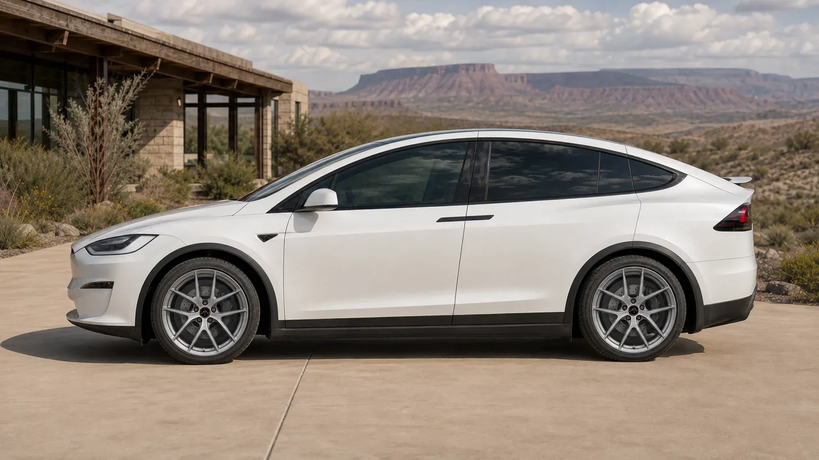 2021 Tesla Model X with EW-P-MF-052 wheel, side profile view