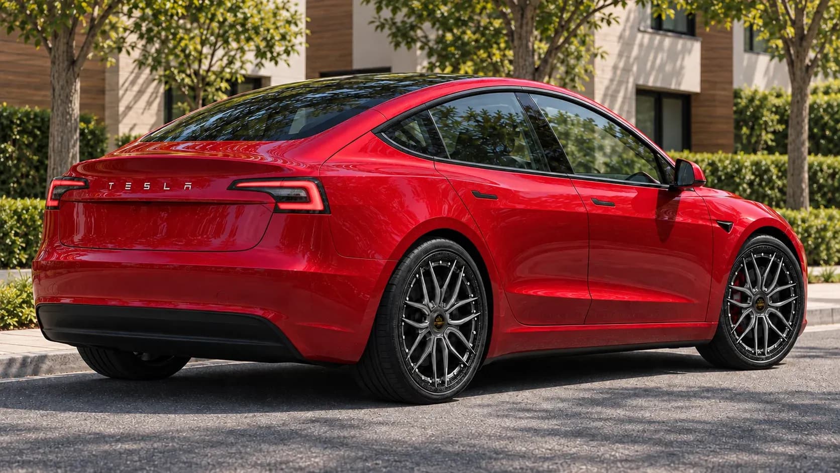 2024 Tesla Model 3 with EW-P-MP-001 wheel, rear right 45 view