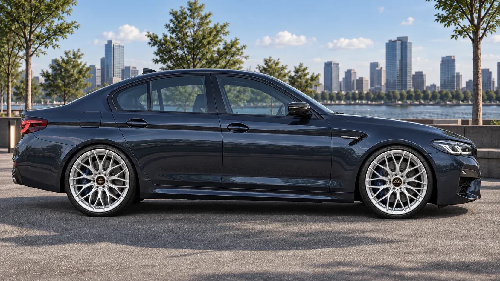 2021 BMW M5 with EW-P-MP-002 wheel, side profile view