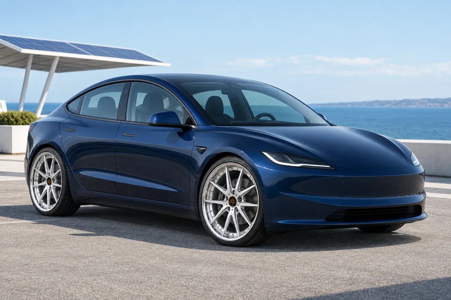 2024 Tesla Model 3 with EW-P-MP-003 wheel, front right 45 view
