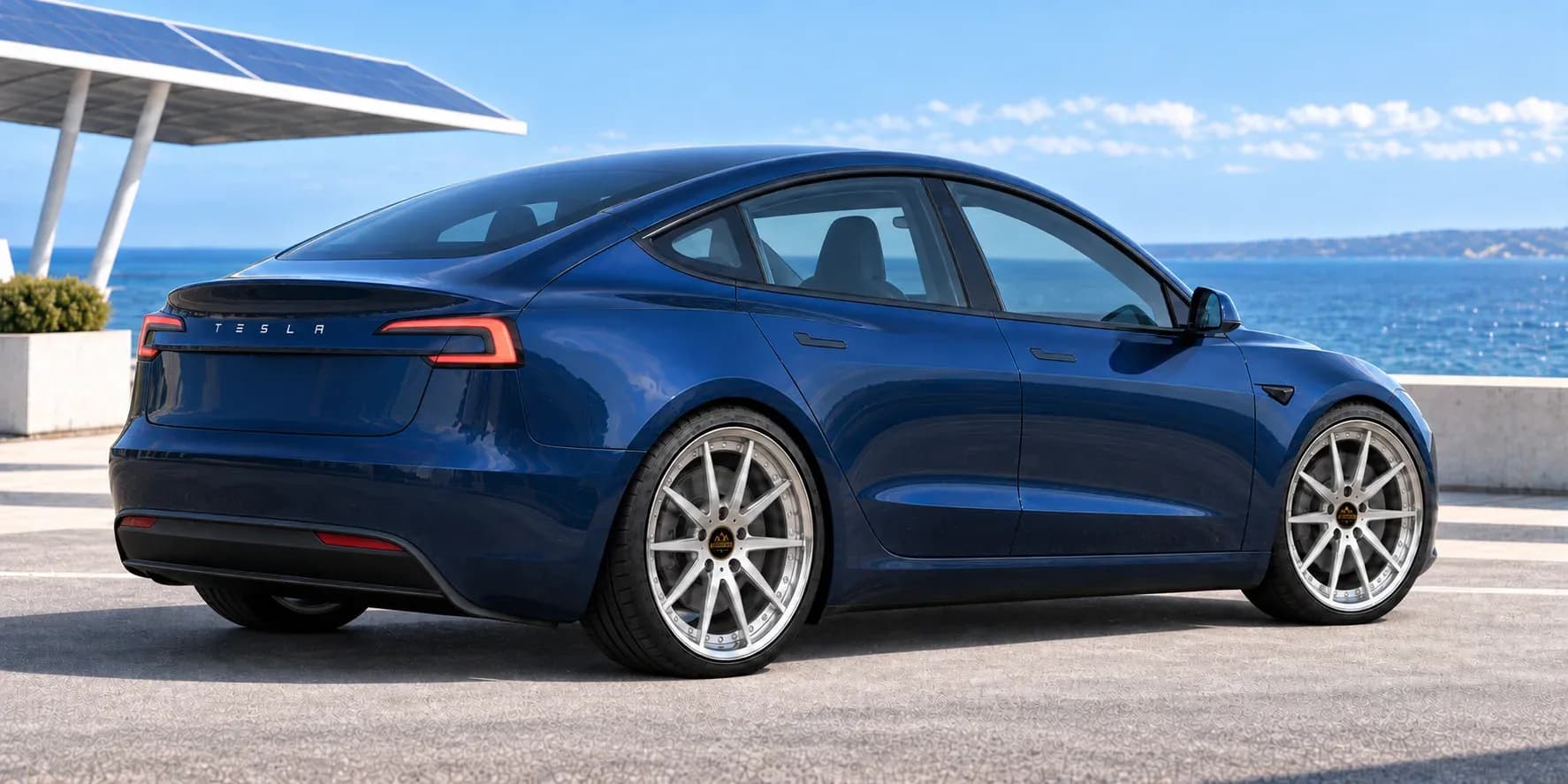 2024 Tesla Model 3 with EW-P-MP-003 wheel, rear right 45 view