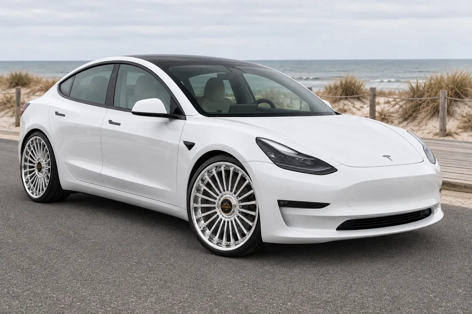 2023 Tesla Model 3 with EW-P-MP-009 wheel, front right 45 view
