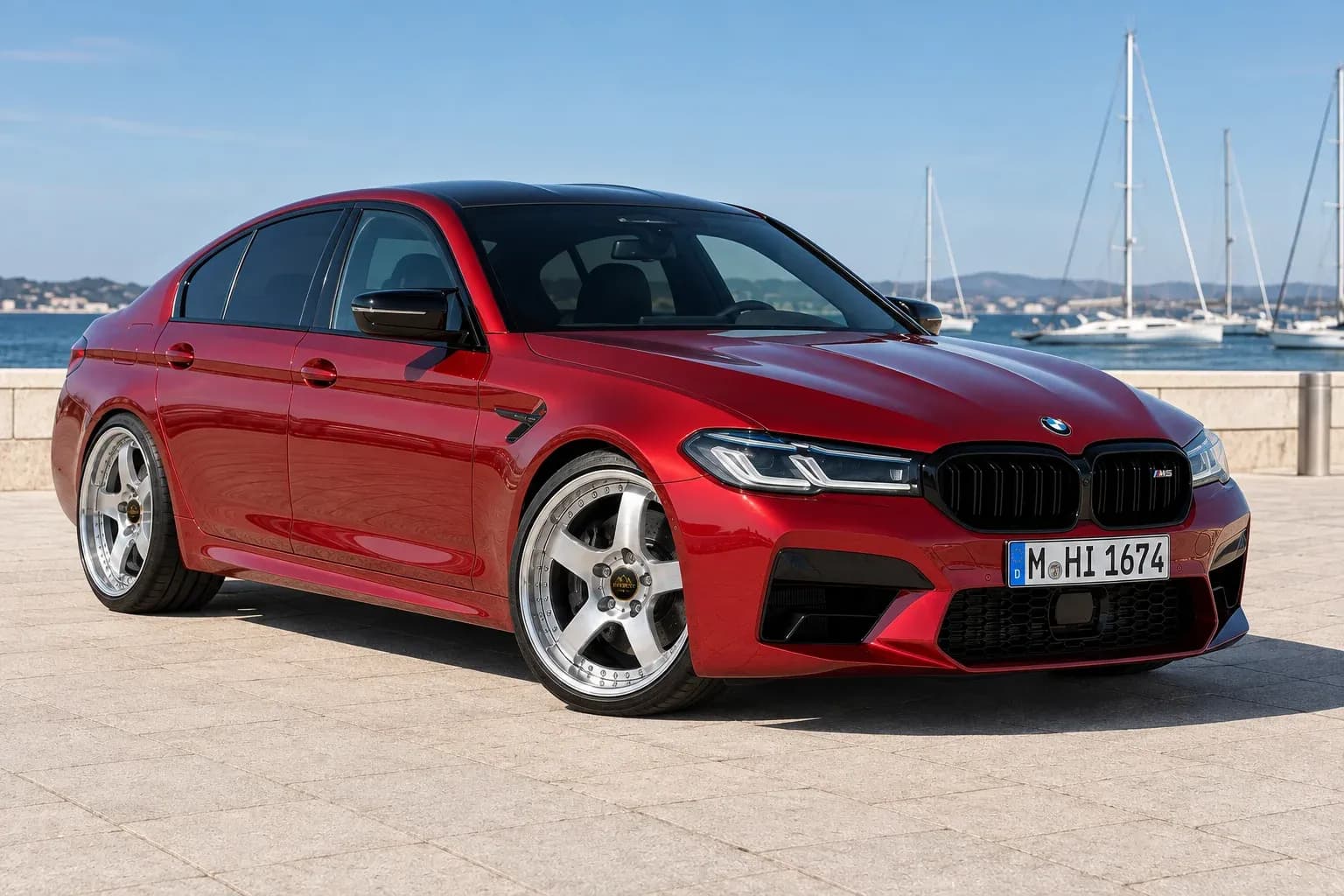 2021 BMW M5 with EW-P-MP-010 wheel, front right 45 view