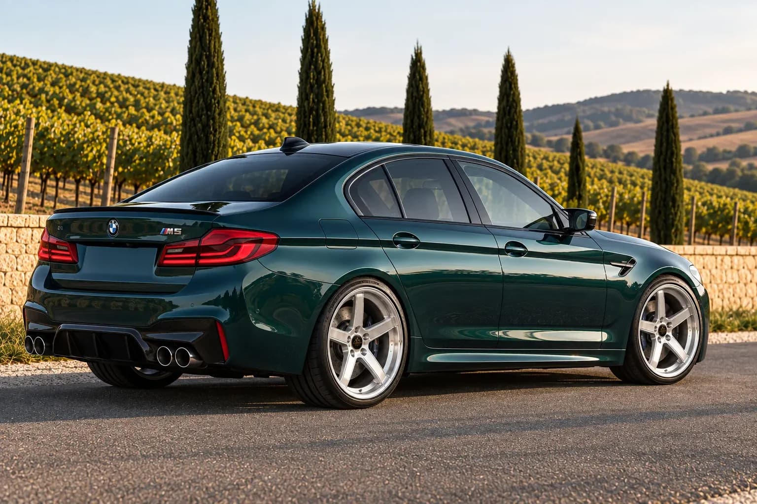 2018 BMW M5 with EW-P-MP-016 wheel, rear right 45 view