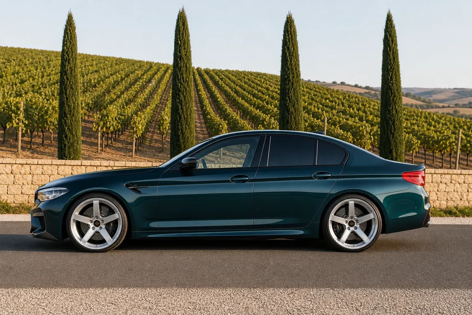 2018 BMW M5 with EW-P-MP-016 wheel, side profile view