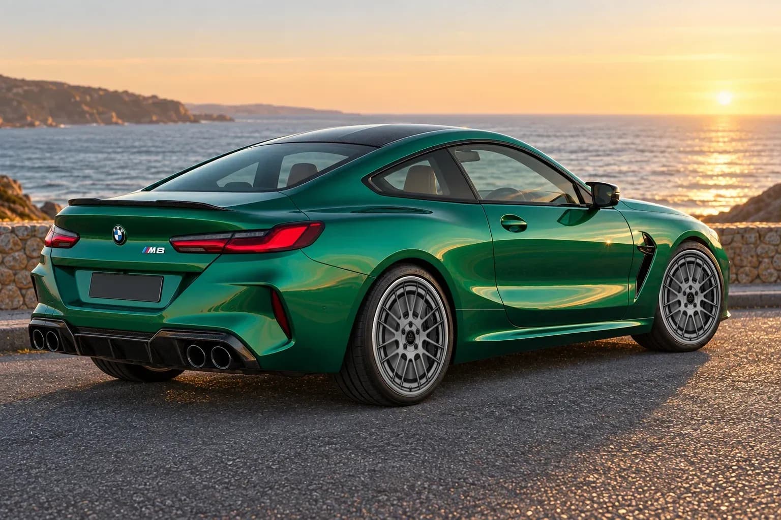 2020 BMW M8 with EW-P-MP-020 wheel, rear right 45 view