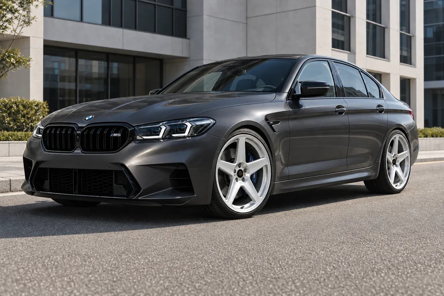 2021 BMW M5 with EW-P-MP-025 wheel, front right 45 view