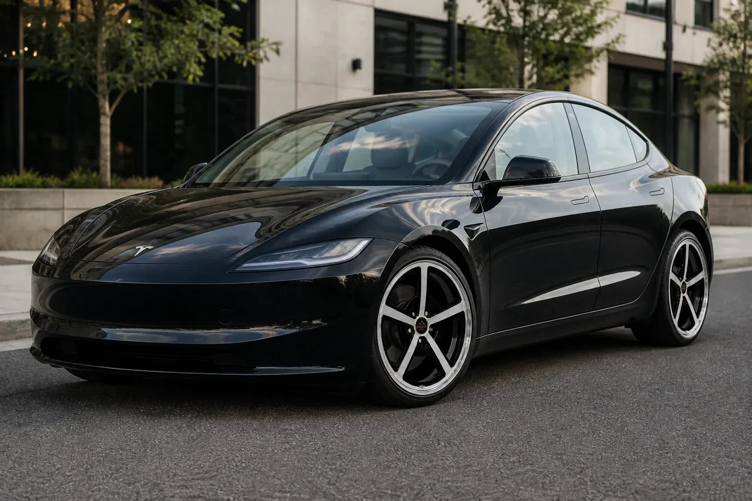 2024 Tesla Model 3 with EW-P-MP-029 wheel, front right 45 view
