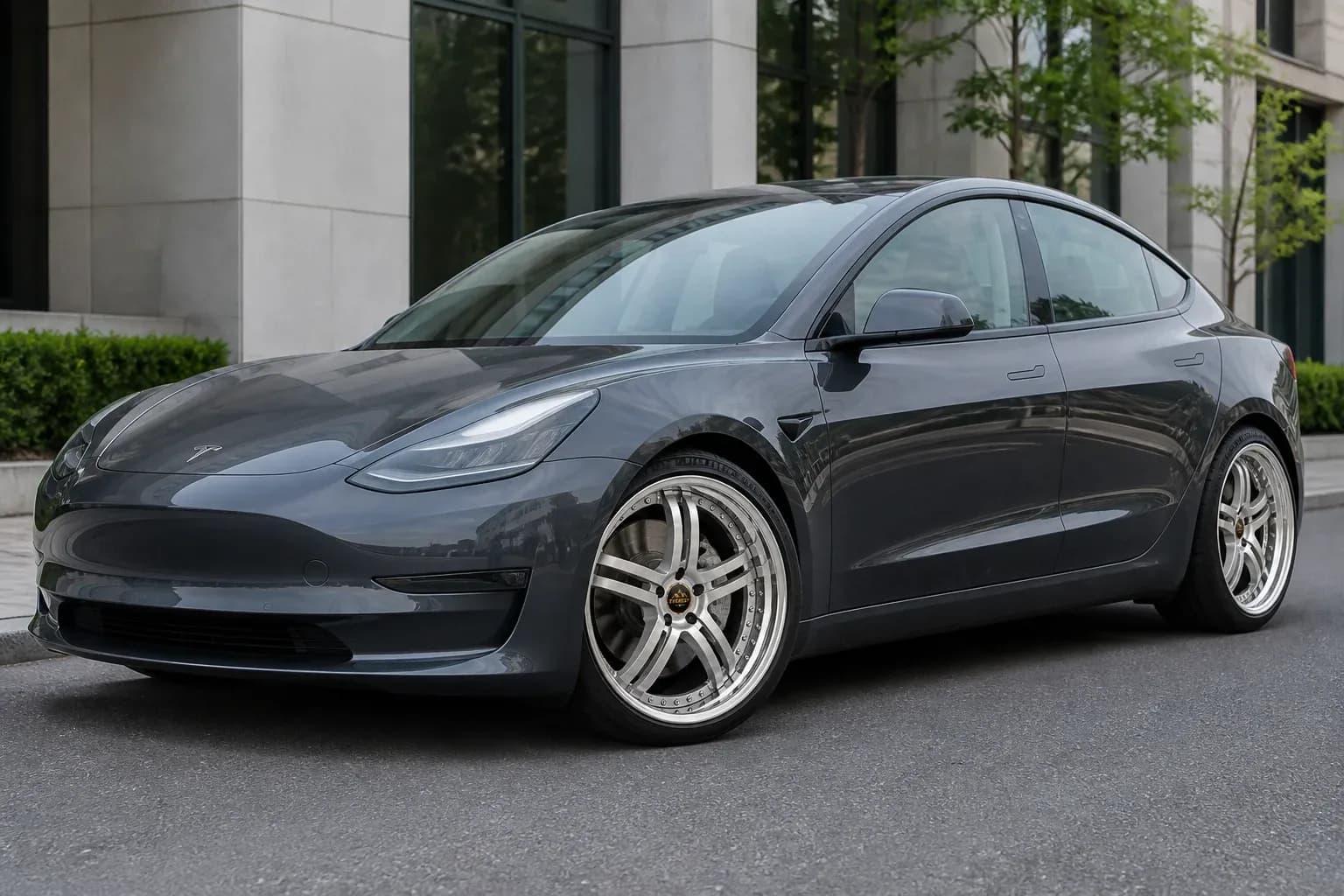 2023 Tesla Model 3 with EW-P-MP-030 wheel, front right 45 view