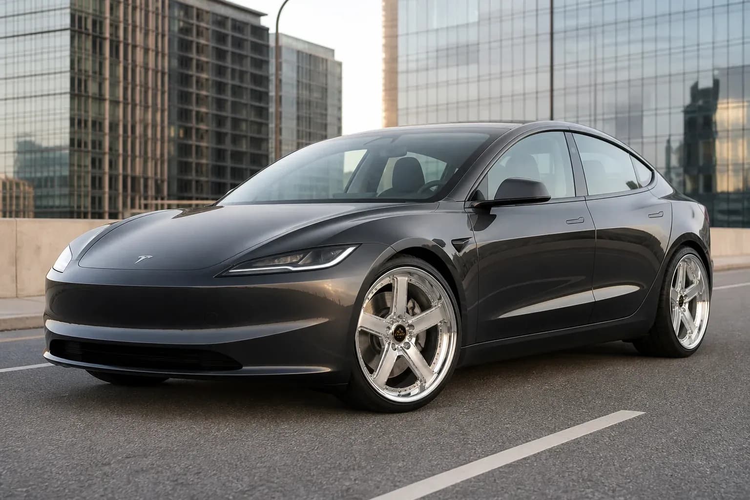 2024 Tesla Model 3 with EW-P-MP-043 wheel, front right 45 view
