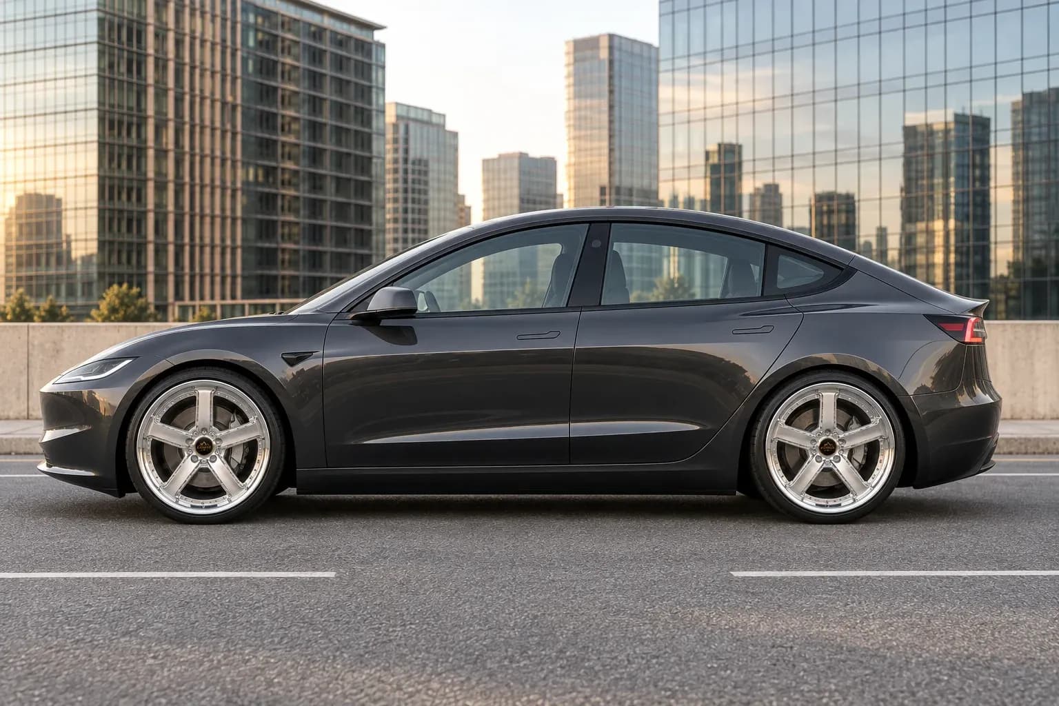 2024 Tesla Model 3 with EW-P-MP-043 wheel, side profile view