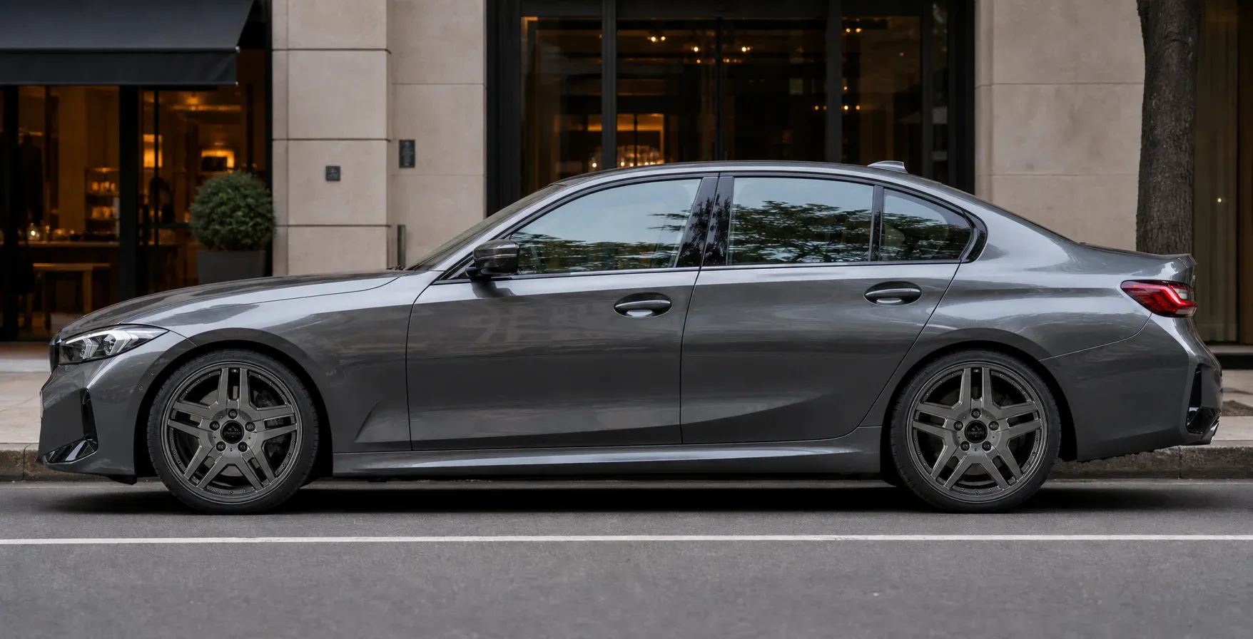 2023 BMW 3 Series with EW-S-CS-001 wheel, side profile view