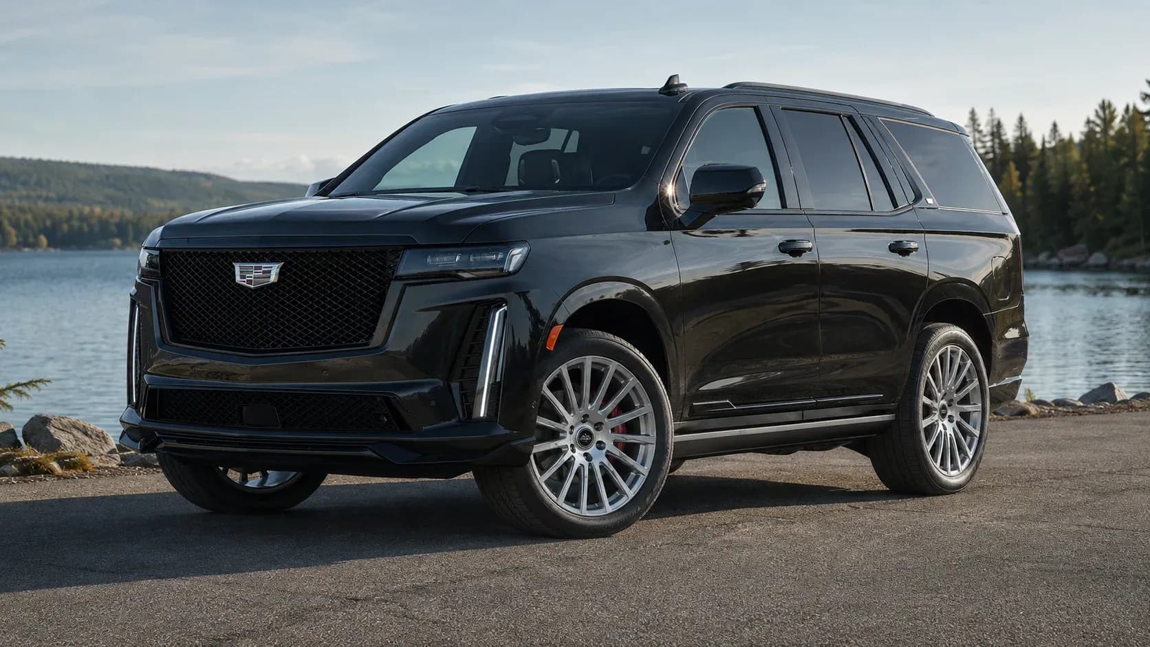2023 Cadillac Escalade with EW-S-CS-002 wheel, front right 45 view