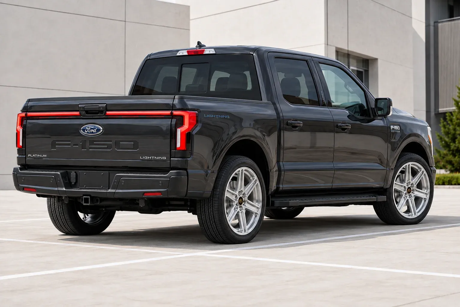 2022 Ford F-150 Lightning with EW-S-MF-002 wheel, rear right 45 view
