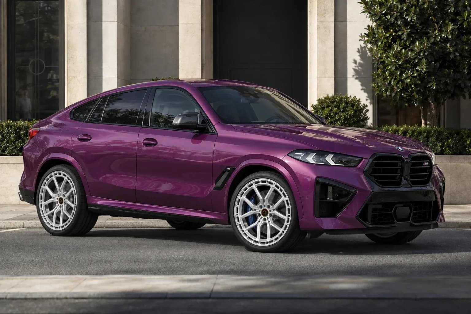 2024 BMW X6 M with EW-S-MF-003 wheel, front right 45 view