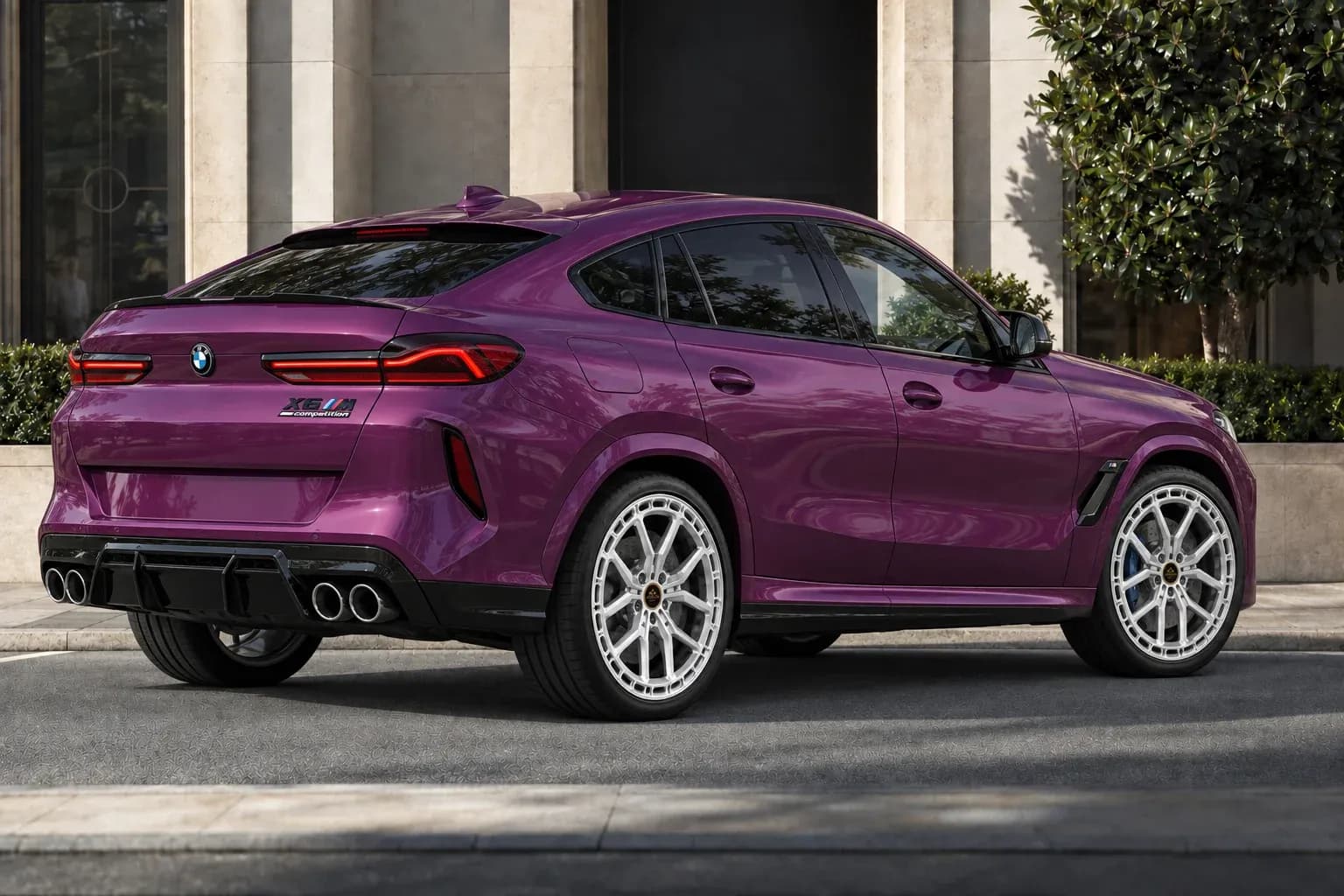 2024 BMW X6 M with EW-S-MF-003 wheel, rear right 45 view