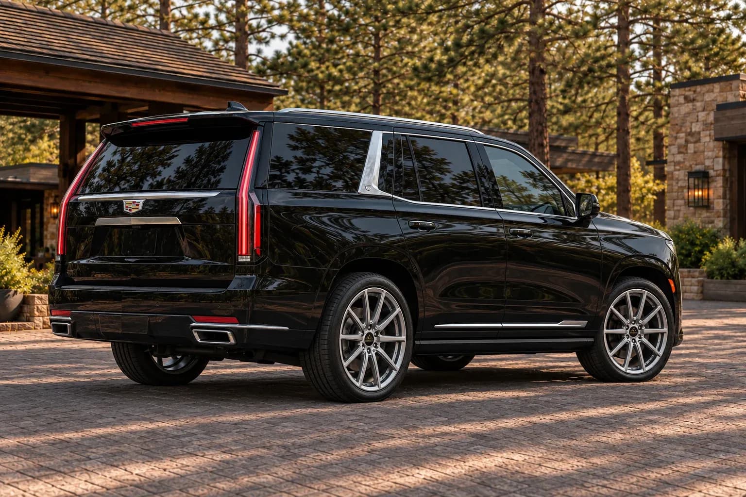 2021 Cadillac Escalade with EW-S-MF-004 wheel, rear right 45 view