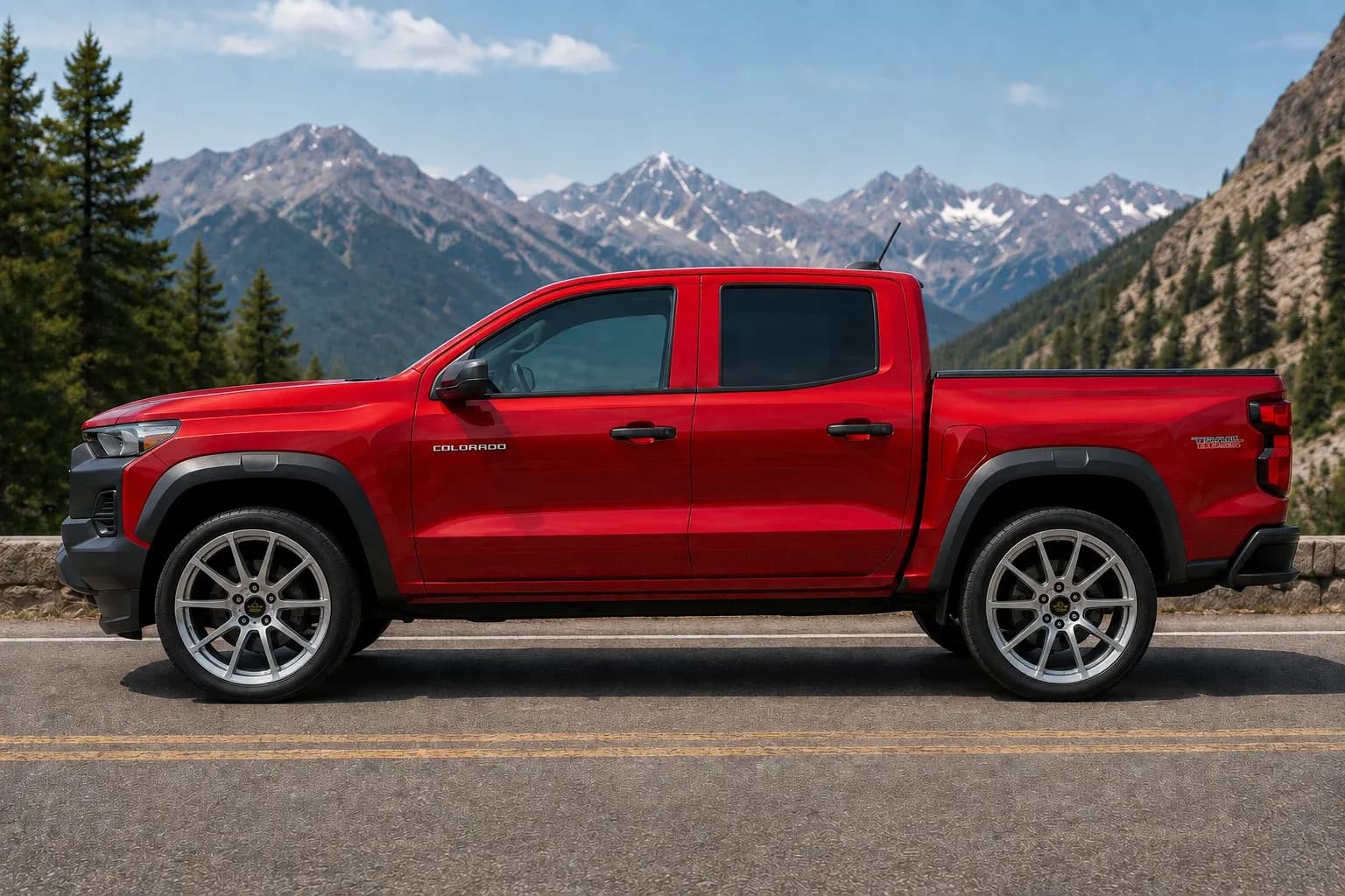 2023 Chevrolet Colorado with EW-S-MF-004 wheel, side profile view