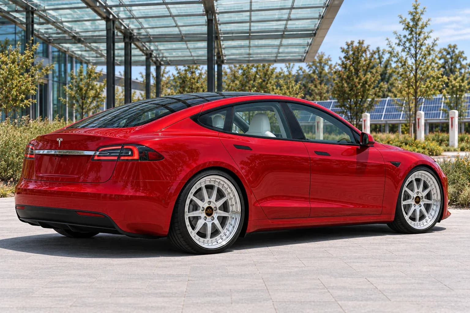 2020 Tesla Model S with EW-S-MP-006 wheel, rear right 45 view